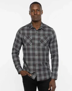 Cloud Flannel Plaid Button-Up