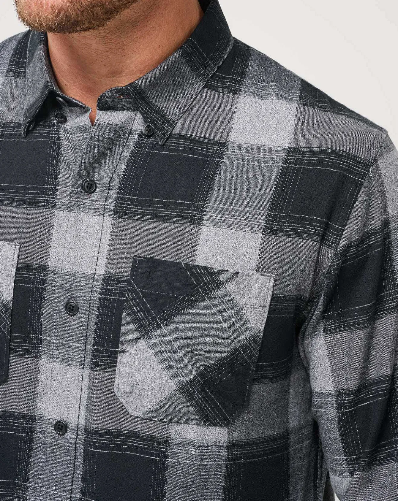 Cloud Flannel Plaid Button-Up