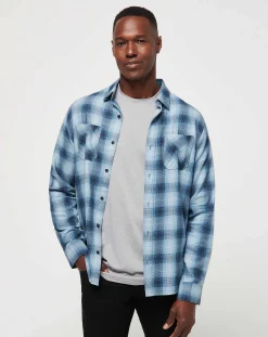 Cloud Flannel Plaid Button-Up