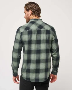 Cloud Flannel Plaid Button-Up