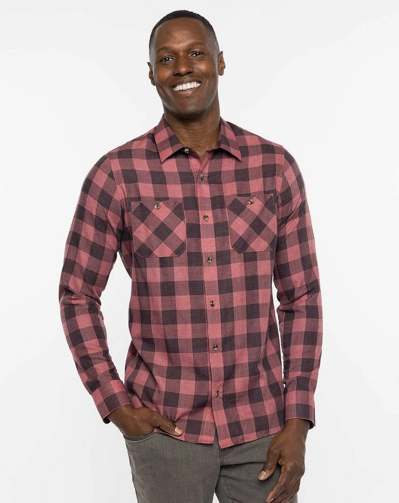 Cloud Flannel Plaid Button-Up