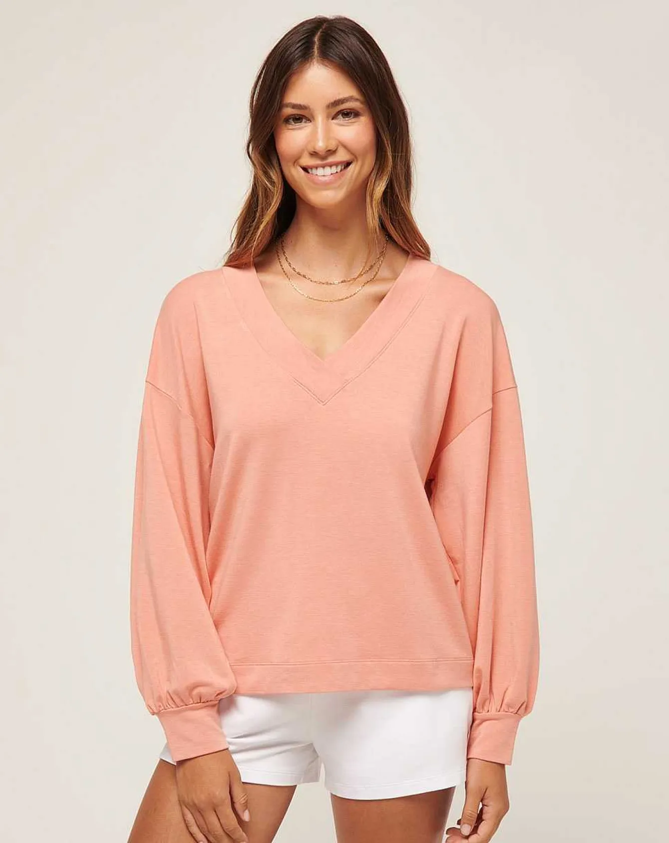 Cloud Terry Vneck Top